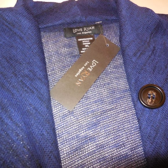 Cardigan Sweater NEW lightweight knit top long sleeve navy blue summer - Picture 9 of 9